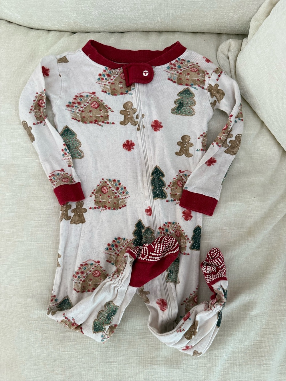 Toddler Holiday Footed Pajamas with Gingerbread & Trees